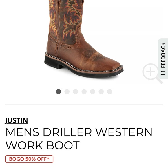 New in box, never worn Justin waterproof boots men’s 7 - Picture 4 of 4